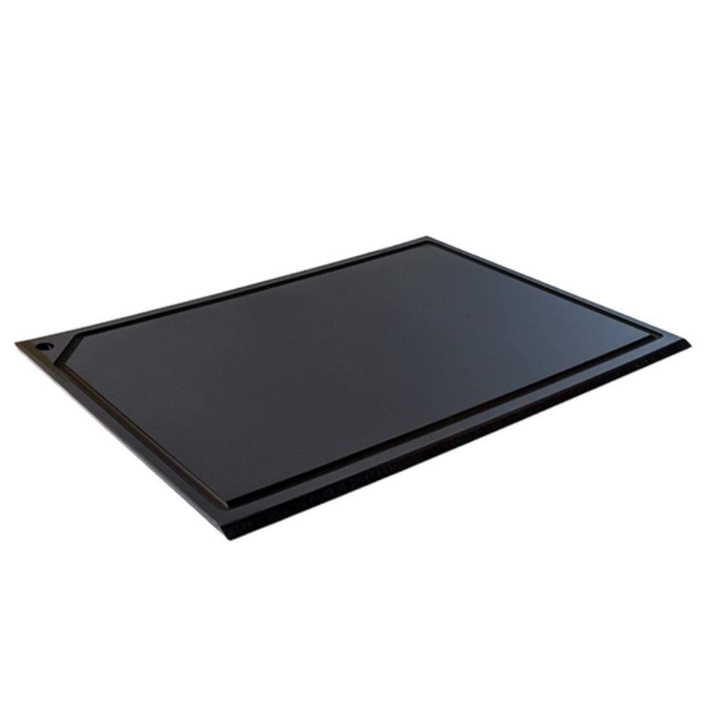 Tabua Corte Canaleta Polietileno Preta - 60 X 50 - Churrasco