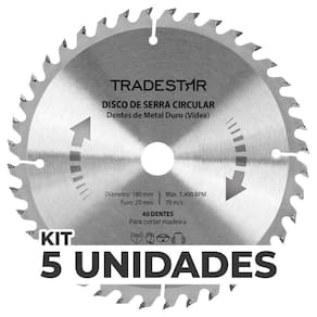 Kit 5 Discos Serra Circular Madeira 40 D 180x20mm Uso Makita