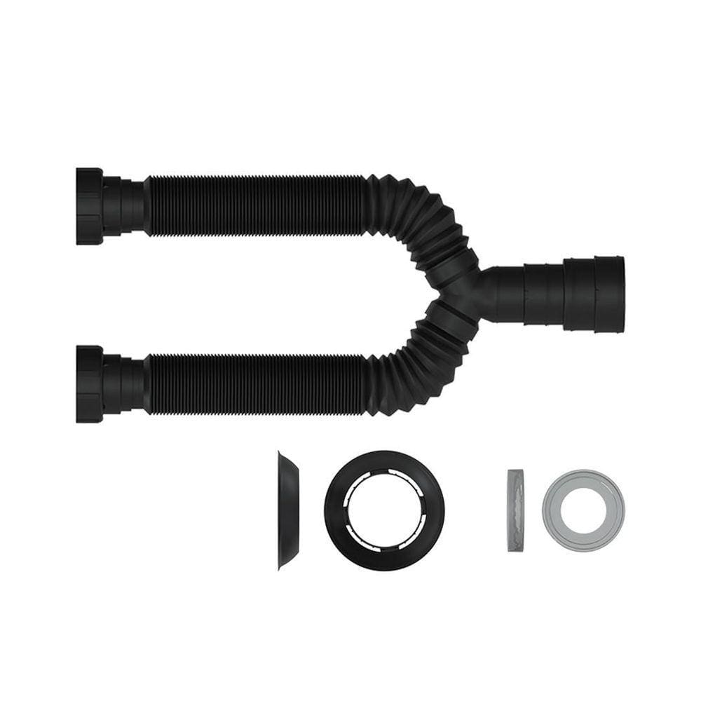 Sifão Universal Sanfonado Tubo Extensivo Cuba Duplo Preto