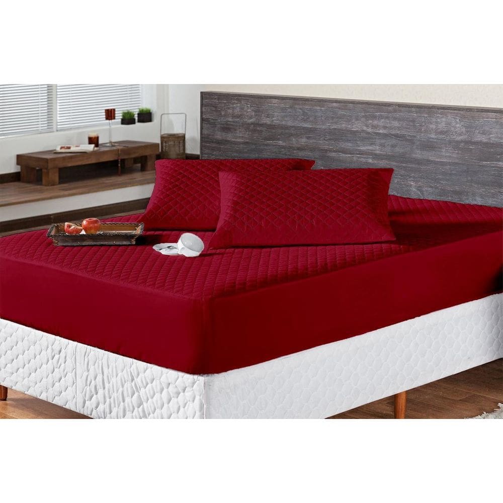 Protetor de Colchão Impermeável Matelado Queen Vermelho