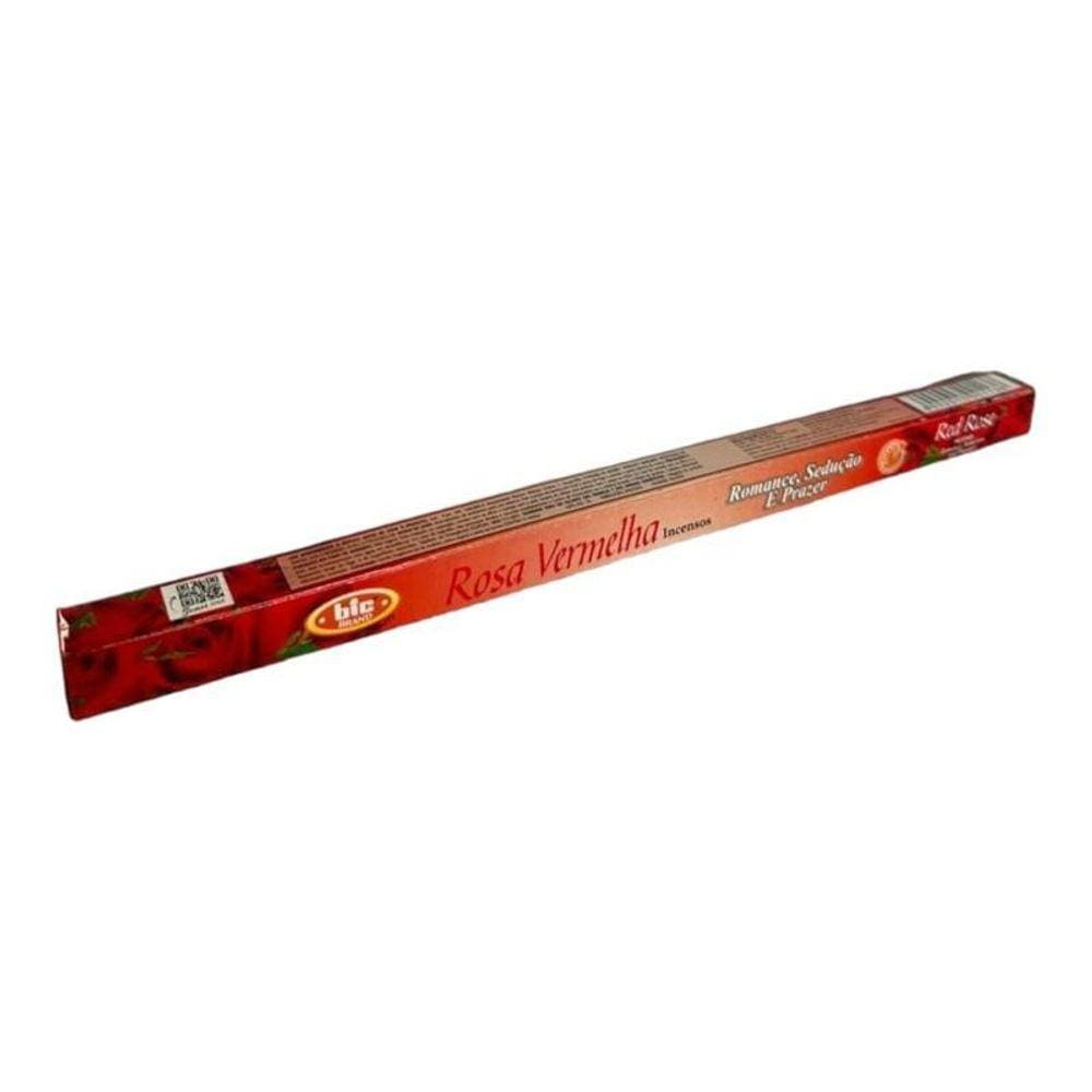 Incenso Indiano Bic Rosa Vermelha Caixa Com 8 Varetas