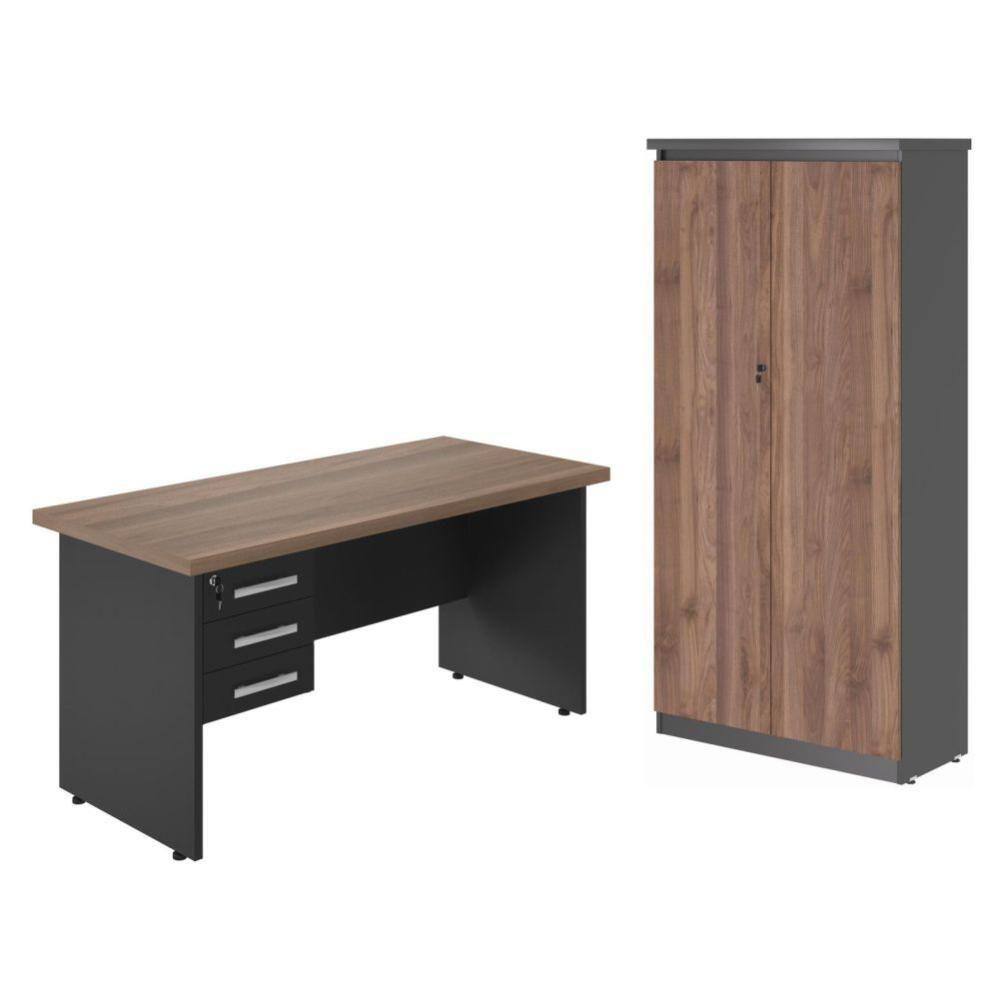 Kit Escrivaninha com Armario Estónia Noce Preto