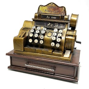 Caixa Registradora Enfeite em Metal Vintage - Cofre Porta Moedas Decoração Retrô