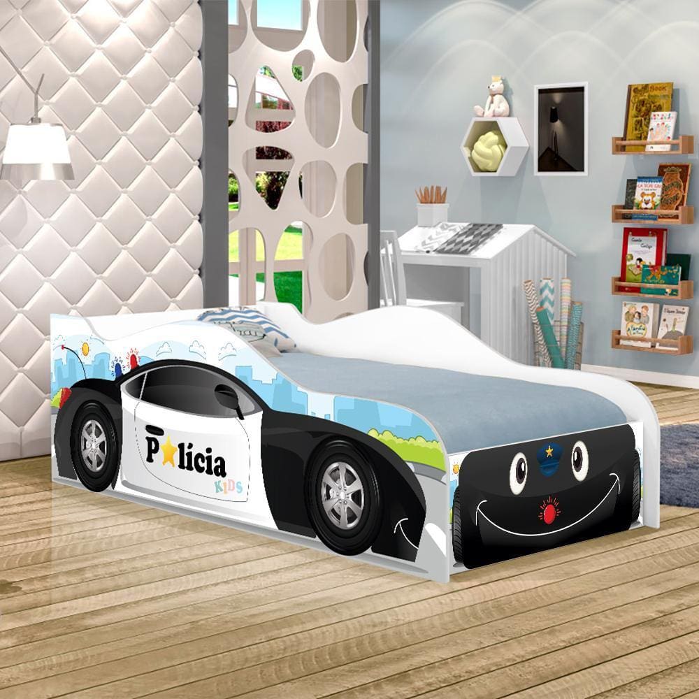 Cama Carro Happy Police Joy Preto Infantil