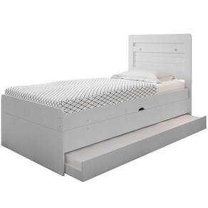 Cama Baú Solteiro Branco com Aux. com Colchões