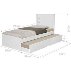 Cama Solteiro Barcelona Com Auxiliar - Branco - Tebarrot