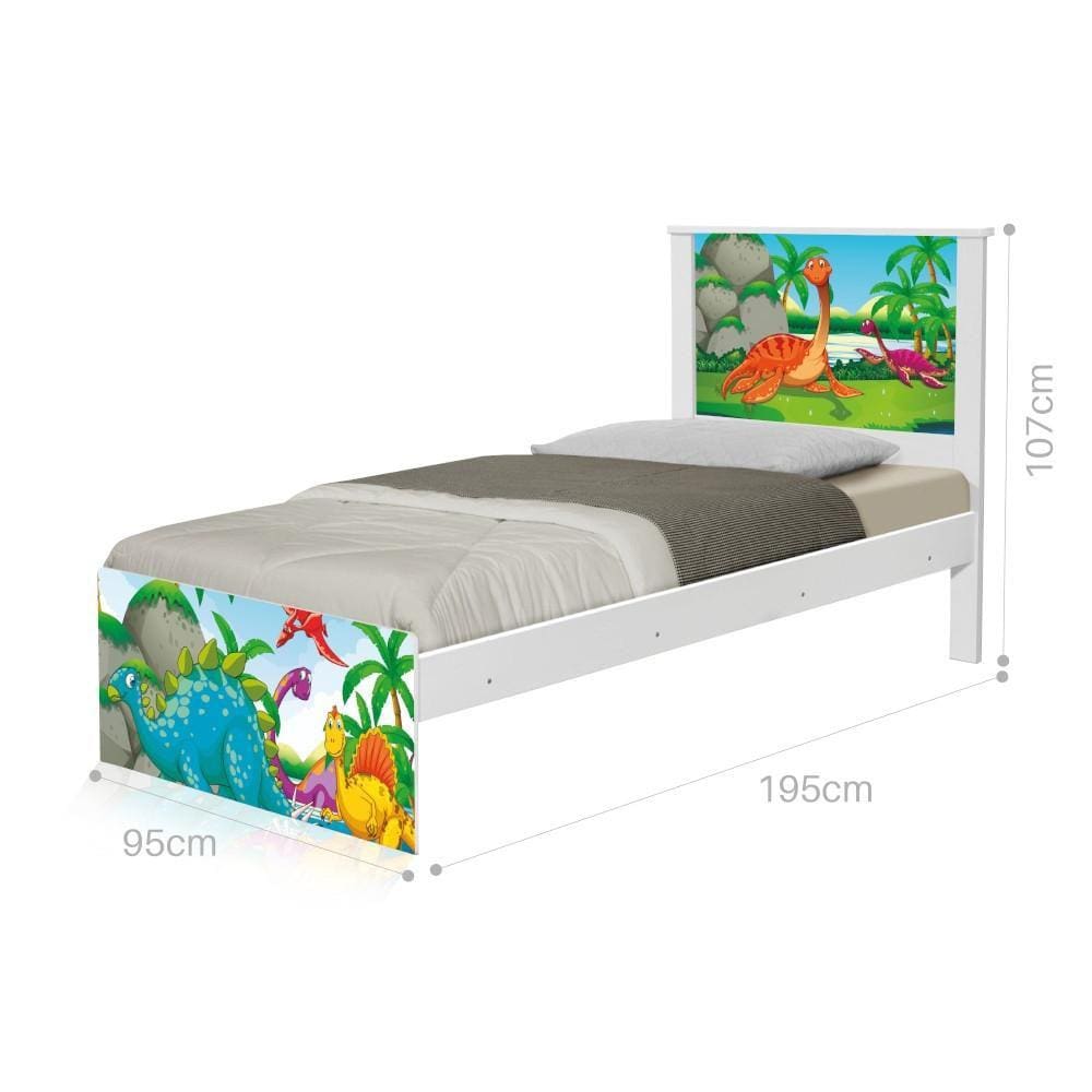 Cama Solteiro Dinossauros no Lago com Colchão
