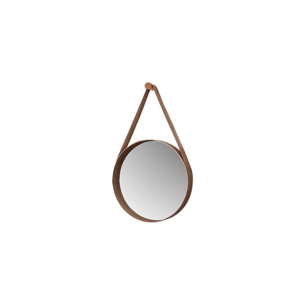 Espelho Redondo Decorativo 50 cm Com Alça Catania Castanho
