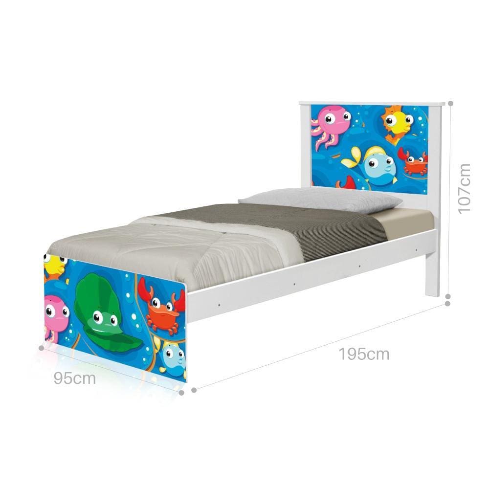 Cama Solteiro Fundo do Mar Peixinhos