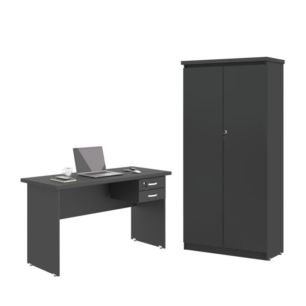 Jogo de Escritório com Mesa 120 Moema Preto Onix