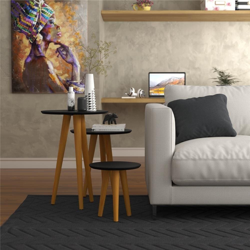 Jogo de Mesas Logan Preto