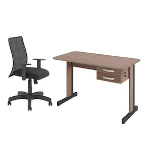 Jogo Cadeira Inclinável e Mesa Com Gaveteiro Montana Preto