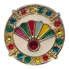 Anel Ajustável Cigana Leque Colorido Dourado 2,70 cm Metal