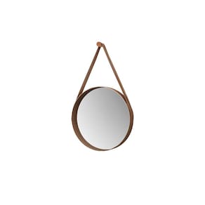 Espelho Redondo Decorativo 60 cm Com Alça Venezia Castanho