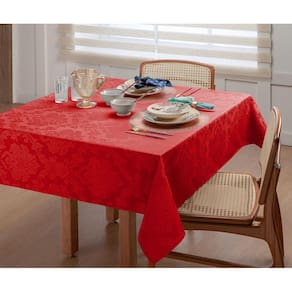 Toalha De Mesa 4 Lugares Cor Vermelho Jacquard 1,50M Natal