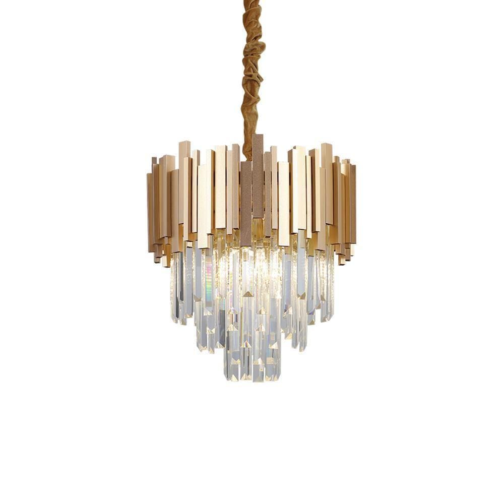 Lustre Pendente em Alumínio e Cristal K9 - Bivolt