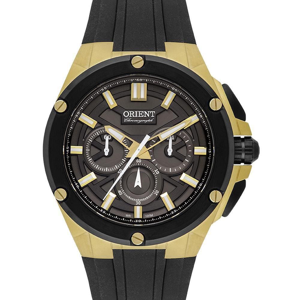 Relógio Orient Masculino Cronógrafo Dourado 100m Caixa 45mm
