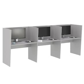 Mesa de Trabalho 3 Lugares Inglaterra Cinza