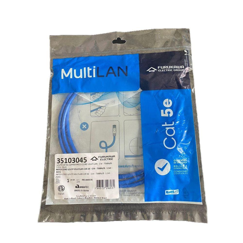 Patch Cord Furukawa Multilan Cat5E 1,5Mt Azul 35103045