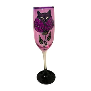 Taça Pomba Gira Roxa Gato Flor Maria Mulambo Cristal 150Ml