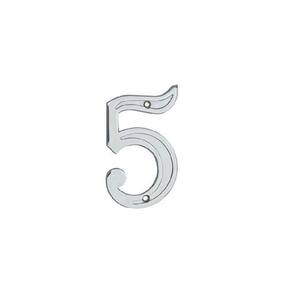 Numero Residencial Cromado 13Cm 5 Uniao Mundial