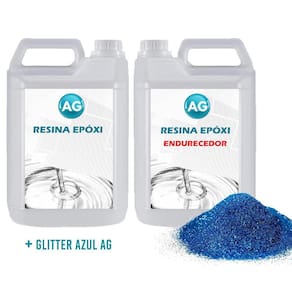 Resina Epóxi 1Kg + Glitter Azul Ag Baixa Espessura 1Mm A 1C