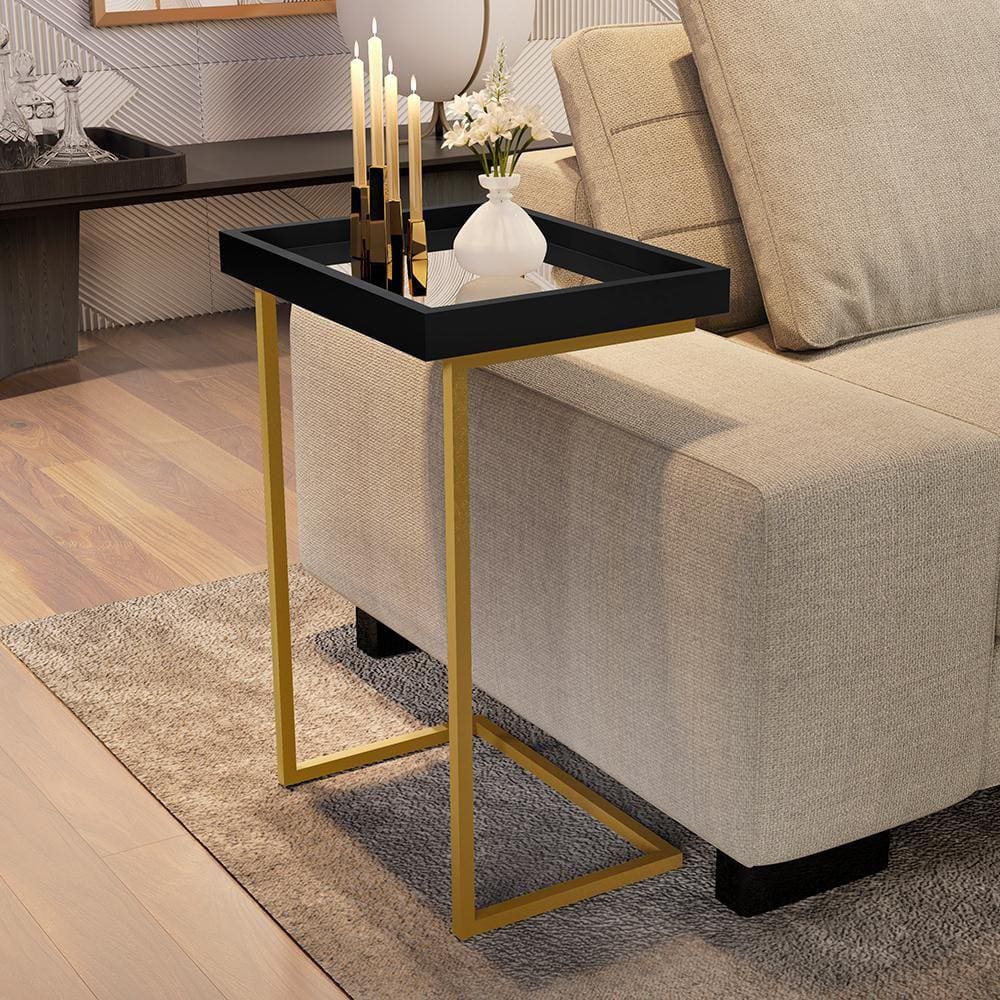 Mesa de Apoio Calabria Preto Pe Dourado