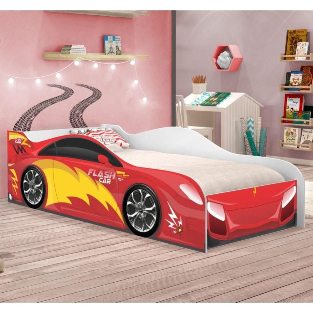 Cama Carro Fast Menino Solteiro Com Colchão