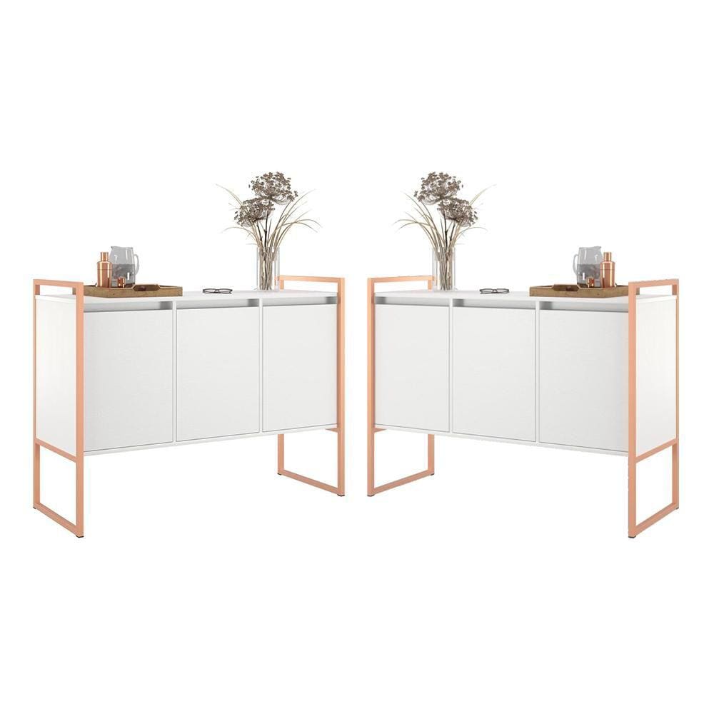 Armario Industrial 3 Portas Branco Cobre Conjunto 2 Peças