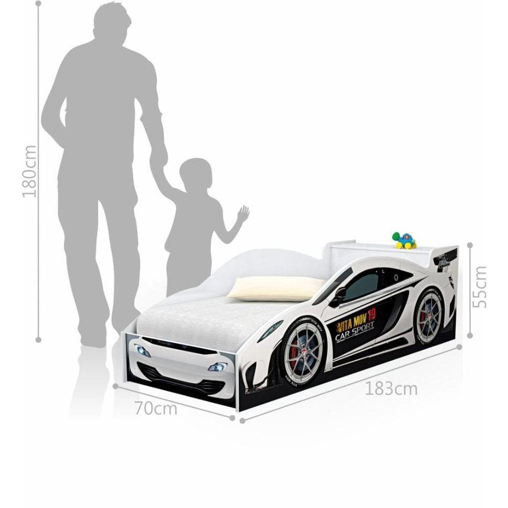 Cama Carro com Baú Lizzy Infantil Branco