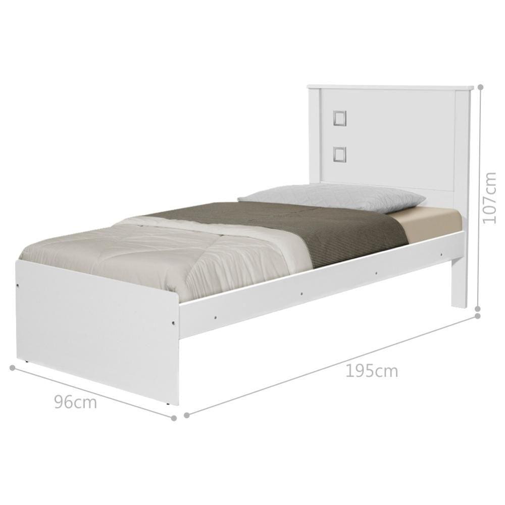 Cama Solteiro Branca com Colchão