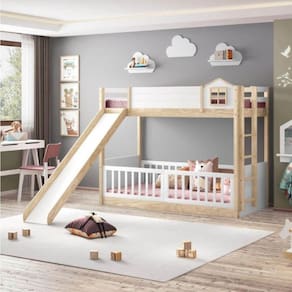 Beliche Montessoriana Garden RN com Escorregador Casatema Marroml/Branco
