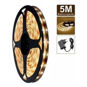 Fita Led Rolo 5metros 3528 Branco Quente 3000k Com Fonte