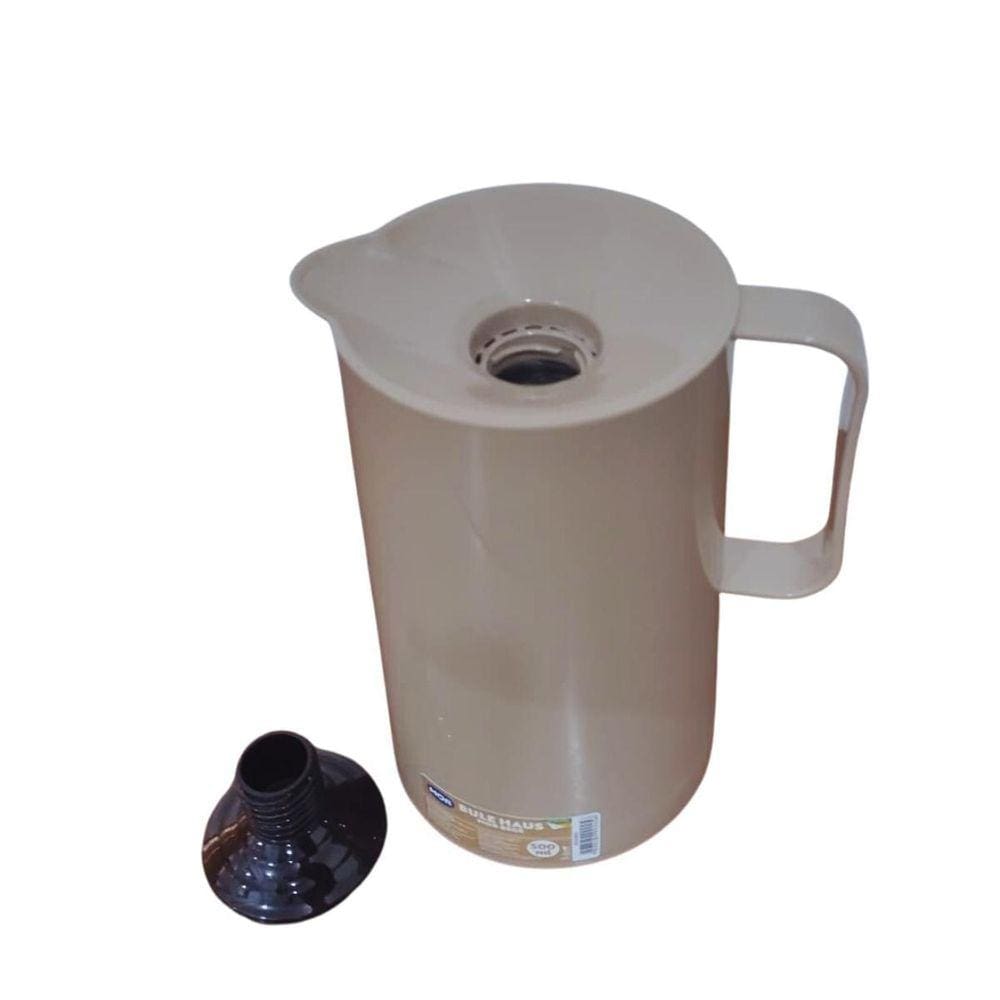 Bule Térmico Em Plástico C/Ampola Vidro Haus Bege 500Ml Mor
