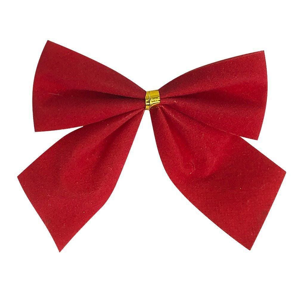 Conjunto 12 Laços Lacinho Veludo Natal Vermelho 5x7cm