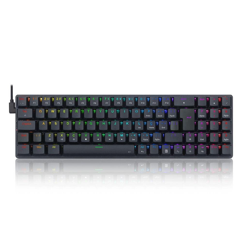 Teclado Redragon Mecanico Gamer Ashe Rgb Preto Switch Azul