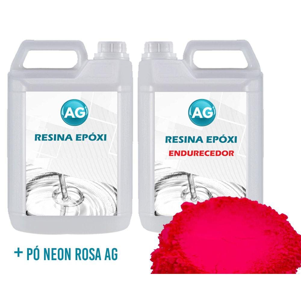 Resina Epóxi 1Kg + Pó Neon Rosa Ag Baixa Espessura 1Mm A 1Cm