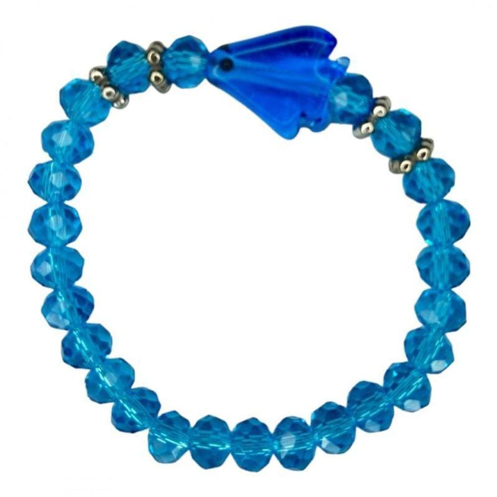Pulseira Iemanja Peixe Azul Cristal E Silicone