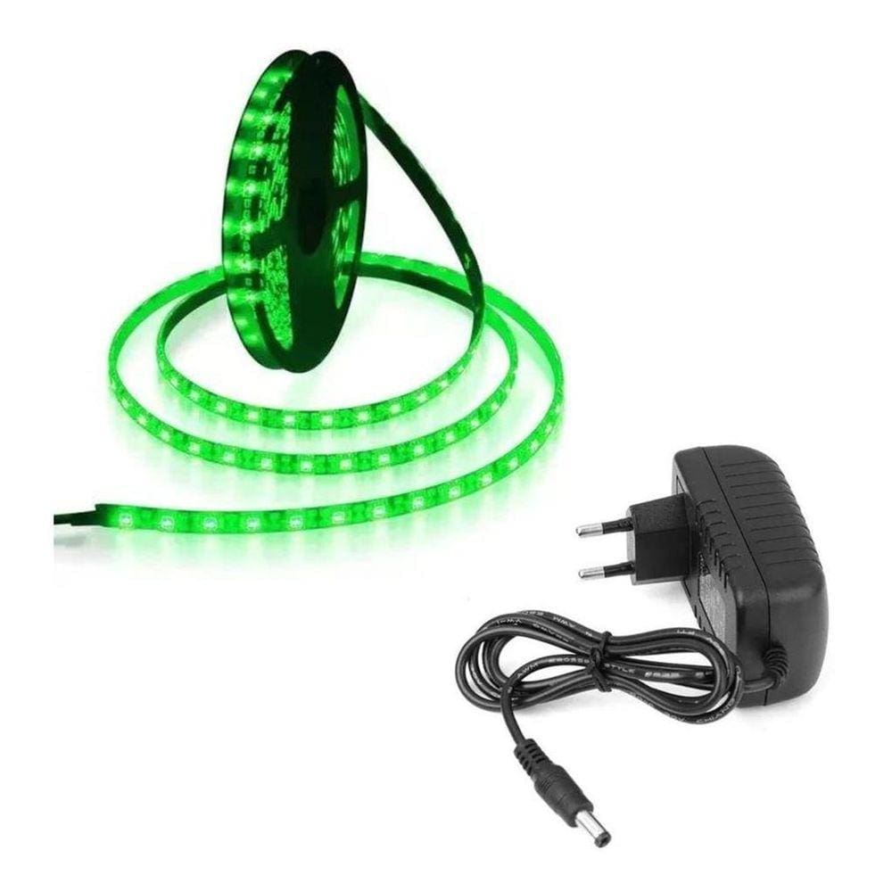 Fita Led 5050 Verde 5 Metros C/silicone Ip65 Mais Fonte 12v