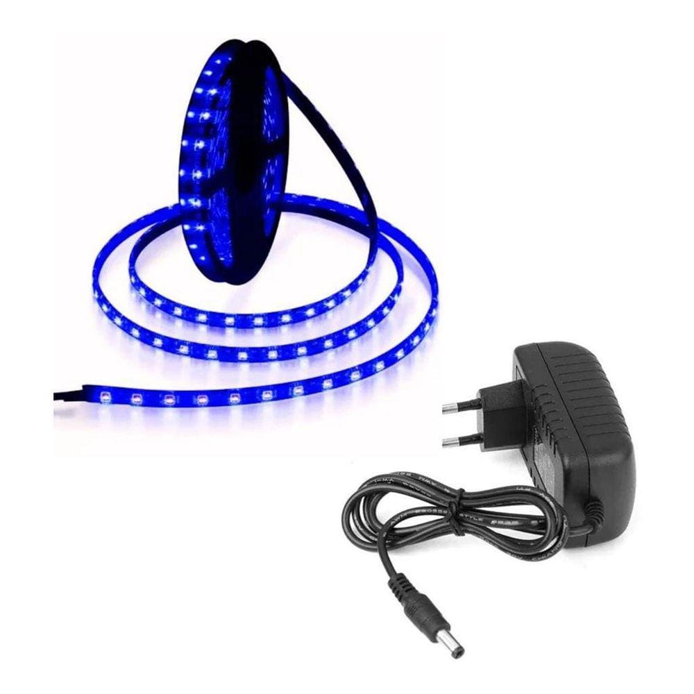 Fita Led 5050 Azul 5 Metros Mais Fonte 12v Fonte Para Led