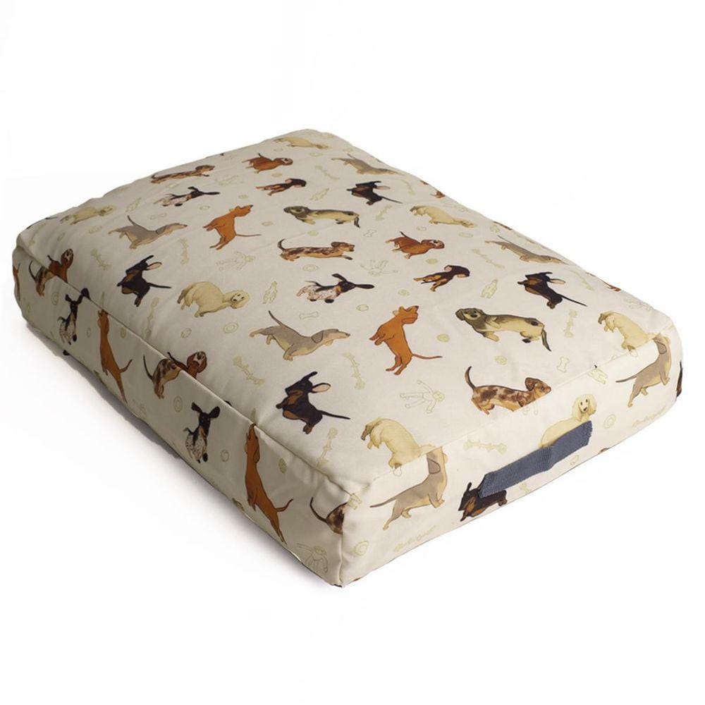 Cama Pet Futon Grande Zíper Lavável Banana Rosa 80x60x10cm