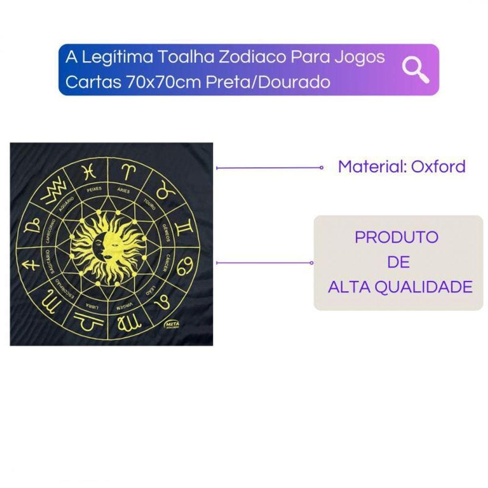 A Legítima Toalha Zodiaco Para Jogos Cartas 70X70Cm Preta/Do