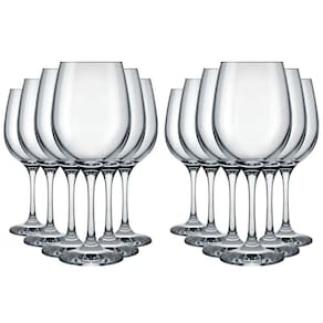Jogo de 12 Taças Vinho/Água 465ml - Vidro Cristalino