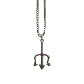 Colar Corrente Pingente Pomba Gira Tridente 4,1 Cm Níquel
