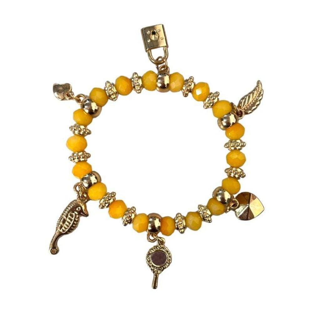 Pulseira Oxum Feminina Ajustável Cristal Dourado E Silicone