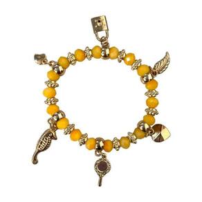 Pulseira Oxum Feminina Ajustável Cristal Dourado E Silicone