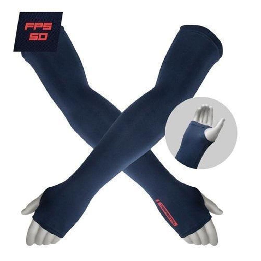 Manguito Azul Proteção Uv50+ Ciclismo Compressão Tempestal