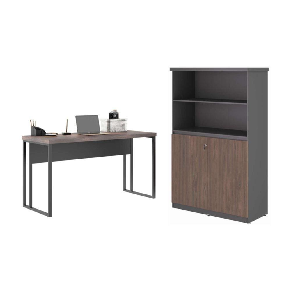 Escrivaninha 1200 com Estante Brunei Freijó Preto