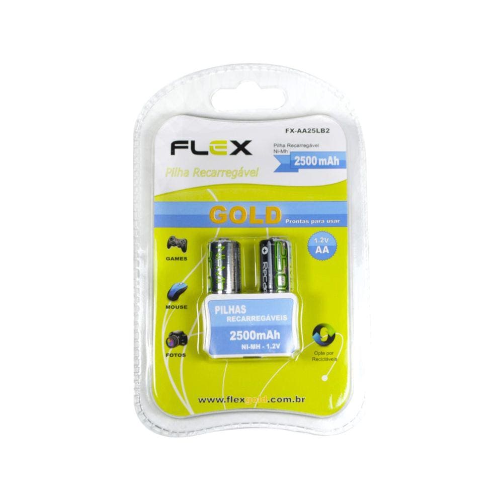 Pilha Recarregável 1300mAh Com 2 Unidades