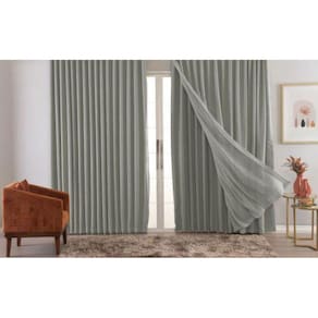 Cortina Trilho Suiço Blackout Com Linho Cinza 5.00 X 3.00